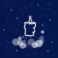 Candle. Banner, illustration with dark blue color background. New concept backdrop, glitter effect new