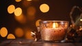 Candle banner with rich bokeh background