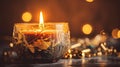 Candle banner with rich bokeh background