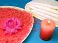 Candle and bath salt Royalty Free Stock Photo