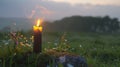 a candle at Beltane Day