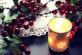 Candle berry branch bump Royalty Free Stock Photo