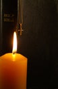 Candle, Bible and Cross