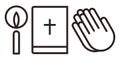 Candle, bible and praying hands icon Royalty Free Stock Photo