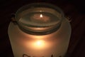 Candle in a big glass jar Royalty Free Stock Photo