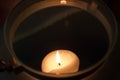 Candle in a big glass jar Royalty Free Stock Photo