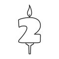 Candle birthday vector outline icon. Vector illustration birth happy on white background. Isolated outline illustration