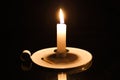 Candle on a black background. A concept of electricity crisis in South Africa. Royalty Free Stock Photo