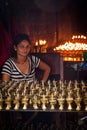 Candle blessings seller of Boudhanath Temple, Kathmandu, Nepal Royalty Free Stock Photo
