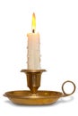Candle in brass holder Royalty Free Stock Photo