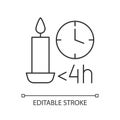 Candle burn time limit linear manual label icon
