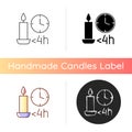 Candle burn time limit manual label icon