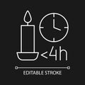 Candle burn time limit white linear manual label icon for dark theme