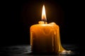 candle burns in the dark. AI Generated