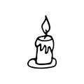 Candle burns hand drawn in doodle style. vector, scandinavian, monochrome. single element for design card, sticker