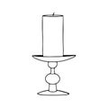 Candle on a candlestick linear illustration. Outline image. Vector Royalty Free Stock Photo