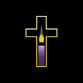 Candle in Christian cross religion symbol icon
