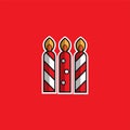 Candle Christmas illustration Icon or striker  design Royalty Free Stock Photo