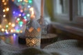 Candle and Colorful Bokeh Royalty Free Stock Photo