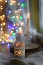 Candle and Colorful Bokeh Royalty Free Stock Photo