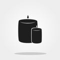 Candle cute icon in trendy flat style isolated on color background