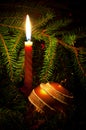 Candle and decoration ball Royalty Free Stock Photo