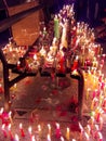 Candle decoration in sikh religion temple during the big event at night in Delhi India