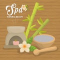 Candle and decoration. Spa center design. Vector graphic Royalty Free Stock Photo