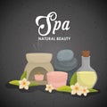 Candle and decoration. Spa center design. Vector graphic Royalty Free Stock Photo