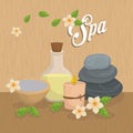 Candle and decoration. Spa center design. Vector graphic Royalty Free Stock Photo