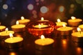 Candle Diya lamps lit during Deepavali