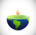 Candle earth globe. illustration design Royalty Free Stock Photo