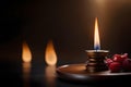 Candle fire and burning paper. Royalty Free Stock Photo