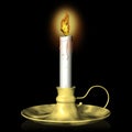 Candle flame black background - 3D illustration Royalty Free Stock Photo