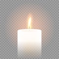 Candle flame burning 3D realistic vector transparent background Royalty Free Stock Photo