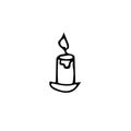 Candle with flame in a candlestick hand drawn in doodle style. simple scandinavian liner