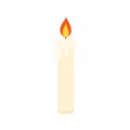 Candle with flame flat illustration isolated on white background.