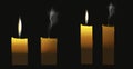 Candle flame light vector for memory event isolated graphic design illustration, candlelight clipart image on dark background icon