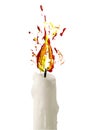 Candle with flame made of paint