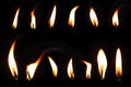 Candle flame set isolated Royalty Free Stock Photo