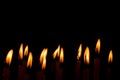 Candle flame set isolated in black background Royalty Free Stock Photo