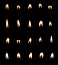 Candle flame set isolated Royalty Free Stock Photo