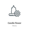 Candle flower outline vector icon. Thin line black candle flower icon, flat vector simple element illustration from editable Royalty Free Stock Photo