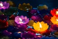 Candle flowers colorful,Beatiful loy krathong day