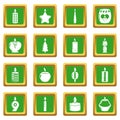 Candle forms icons set green square vector