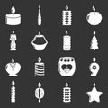 Candle forms icons set grey vector
