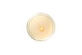 Candle in glass jar isolated on background, top view