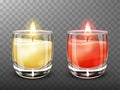 Candle in glass jar realistic illustration