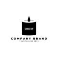 Candle Glass light flame logo in cup vector illustration design