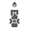 Candle glyph icon, fire and light, flame sign, vector graphics, a solid pattern on a white background. Royalty Free Stock Photo